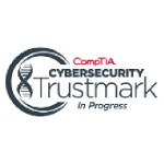 Logo of CompTIA Cybersecurity Trustmark with a white background