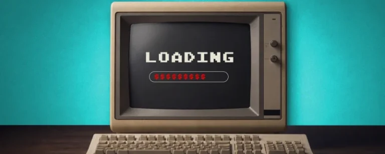 An old computer with a loading screen